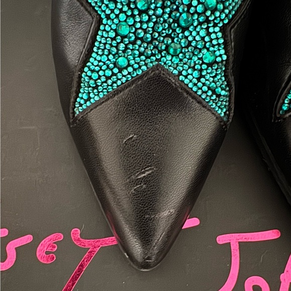 Betsey Johnson Edison Black Rhinestone Star Women's Boots  Size 8.5 - Picture 8 of 10